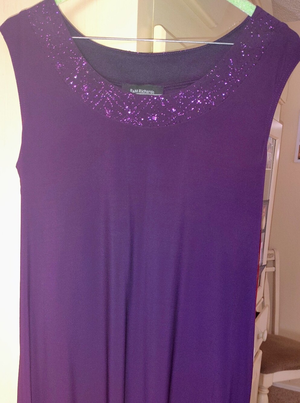 R&M Richards Knee Length Purple Glitter Neck Tank Dress With Matching Jacket